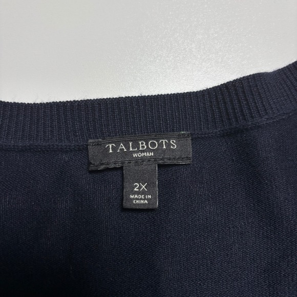 Talbots Sweater Nautical Embroidered Woman's XXL Three-Quarter-Sleeve Dark Navy - Picture 8 of 9
